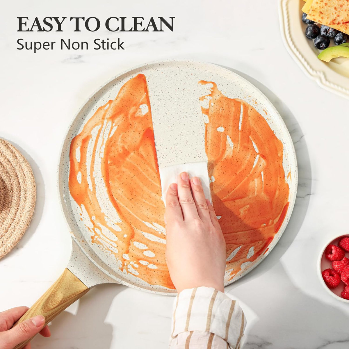 SENSARTE Nonstick Ceramic Cookware Set 22-Piece, Healthy Pots and Pans Set, Non-toxic Kitchen Cooking Set with Stay-Cool Handles, Silicone Utensils and Pot Protectors, PFAS & PFOA &PTFE Free